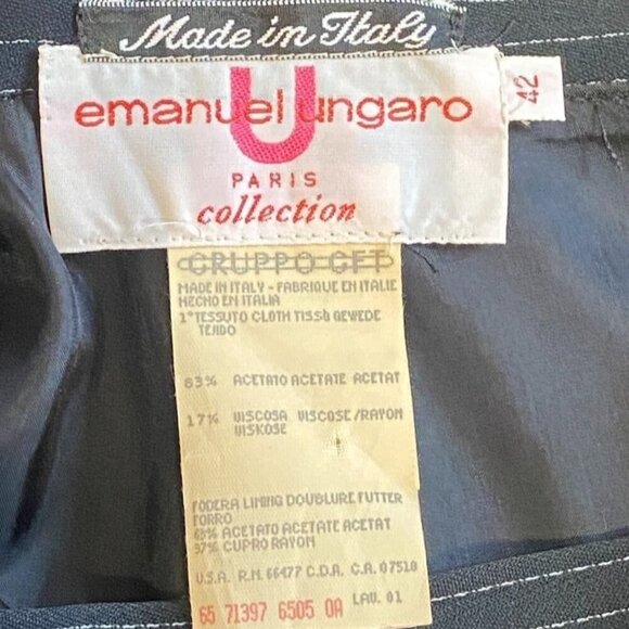 Vintage 1980's Emanuel Ungaro Navy Blue Pinstriped Skirt Tailored US Size 8 - Picture 6 of 6